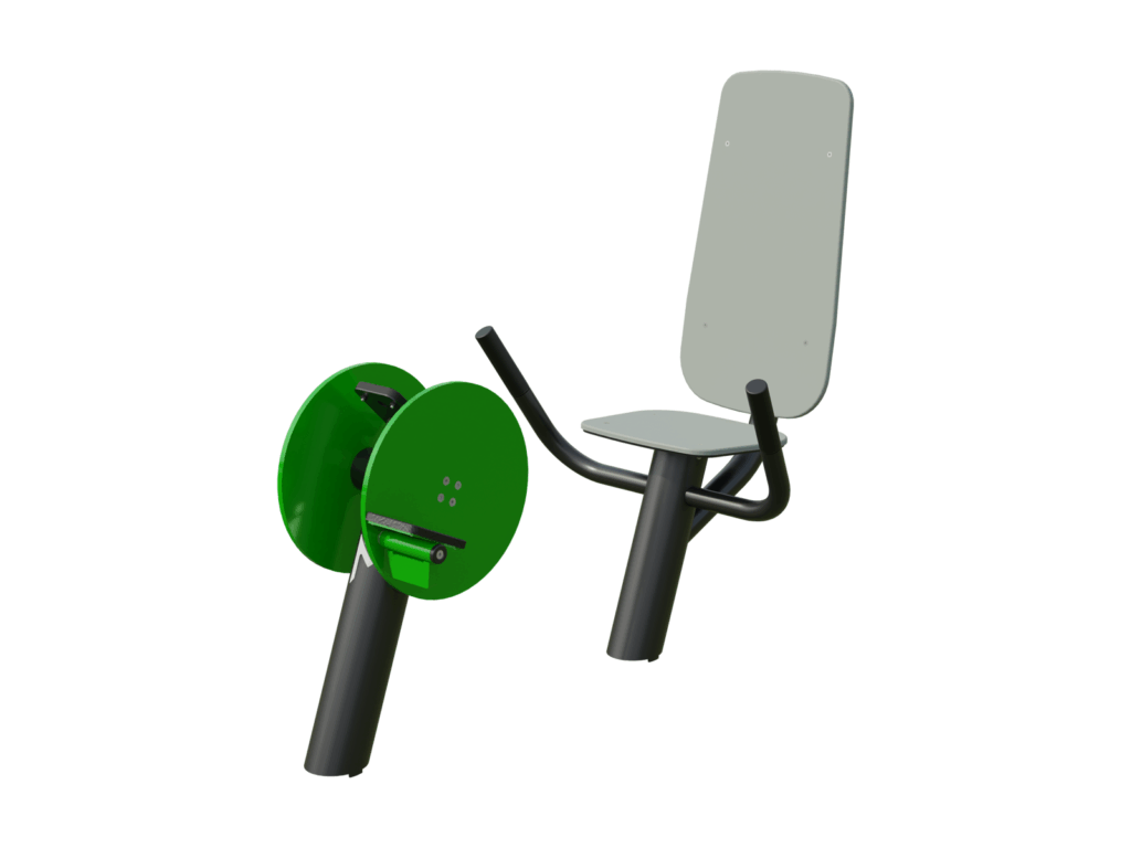 Low-impact outdoor recumbent cycle for fitness parks